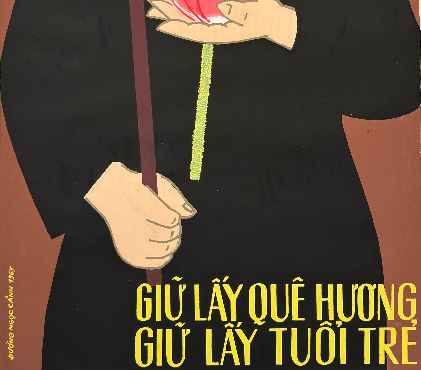 Vietnamese Propaganda Poster - Let's Protect the Native Land and Youth- Political Art