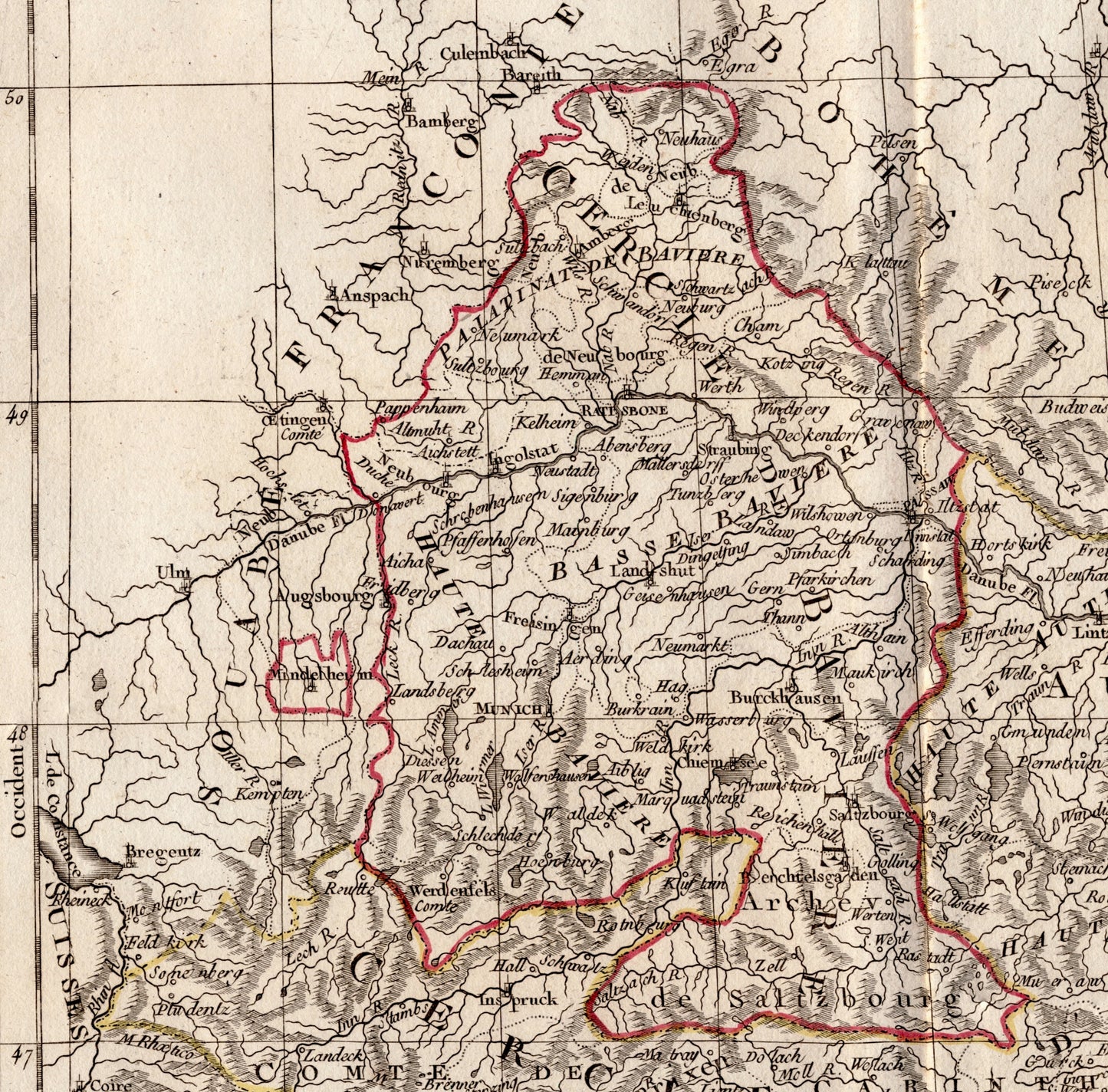 Vintage Map of Austria and Bavaria - Hand Coloured Vaugondy/Delamarche Map - Old Map from 1812 (ET)