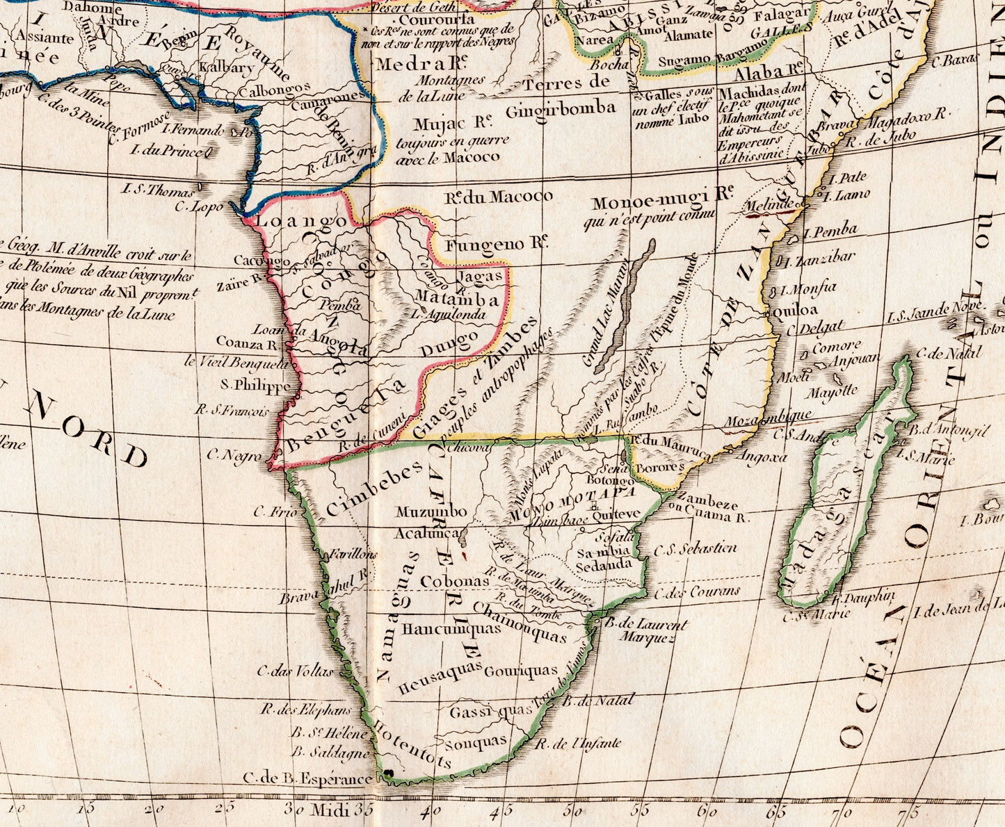 Vintage Map of Africa - Hand Coloured Vaugondy/Delamarche Map - Old Map from 1812