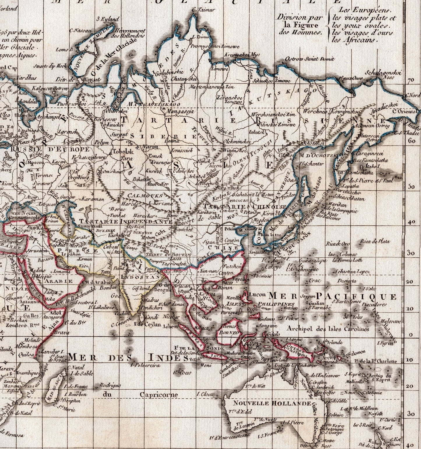 Vintage World Map from 1812 - Old Hand Coloured Vaugondy/Delamarche Map (ET)