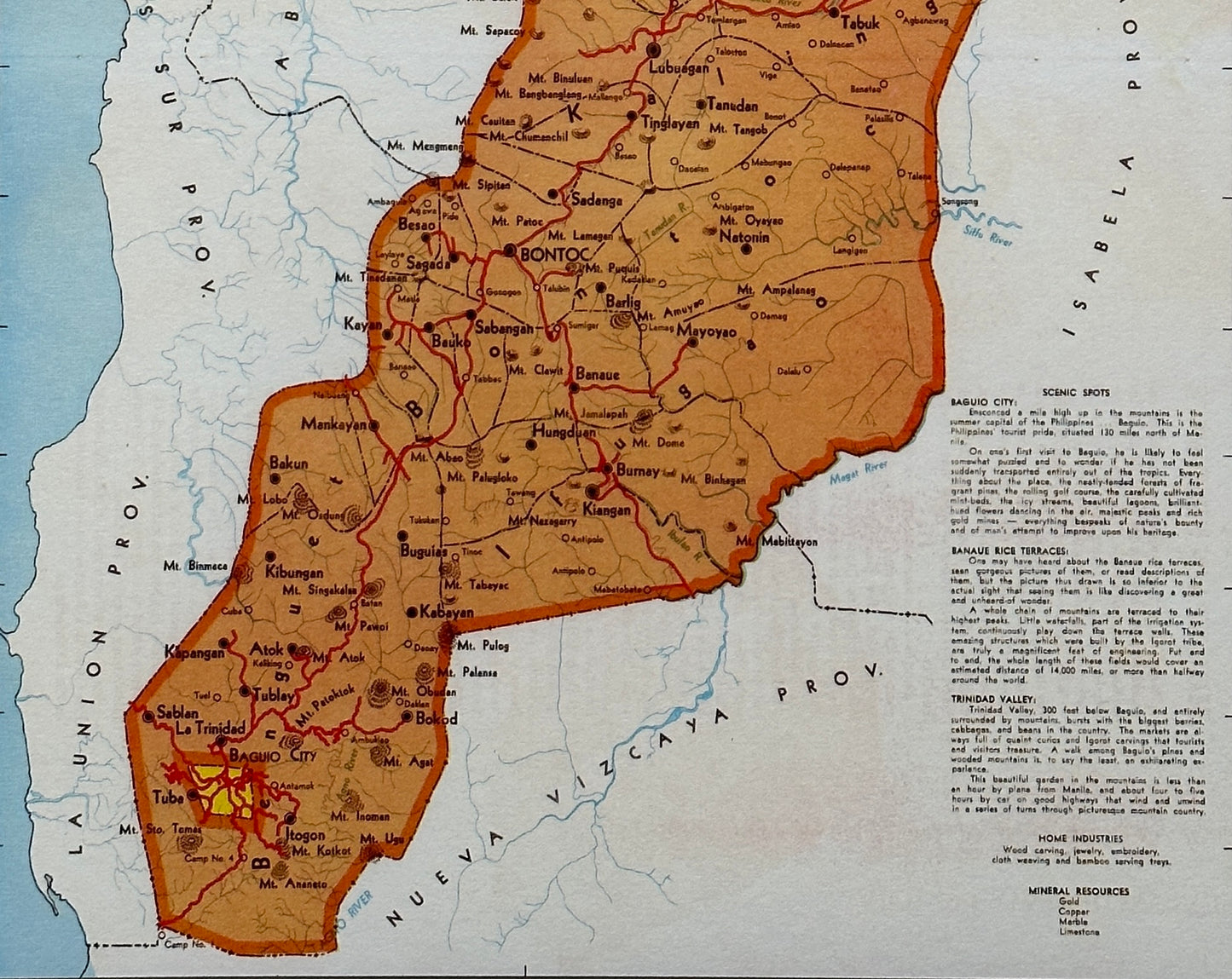 1959 Vintage Map of Mountain Province, Philippines - 11 x 14 inch High-resolution Reproduction - Fine-art Giclée Print