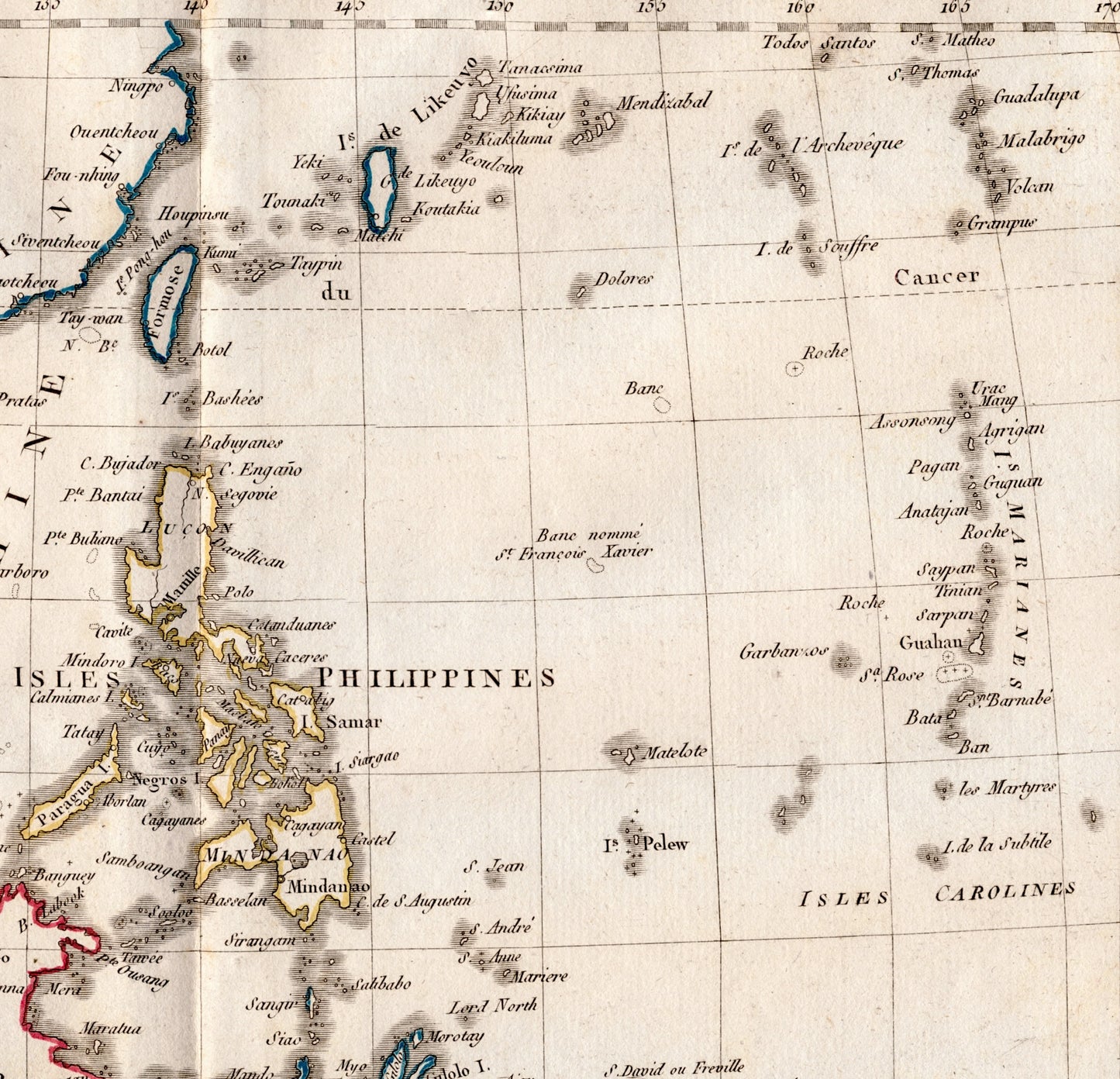 Vintage Map of the Malay Archipelago - East Indies - Indonesia, Philippines, Moluccas, Marianas, and Carolines - Hand Coloured Vaugondy/Delamarche Map - Old Map from 1812