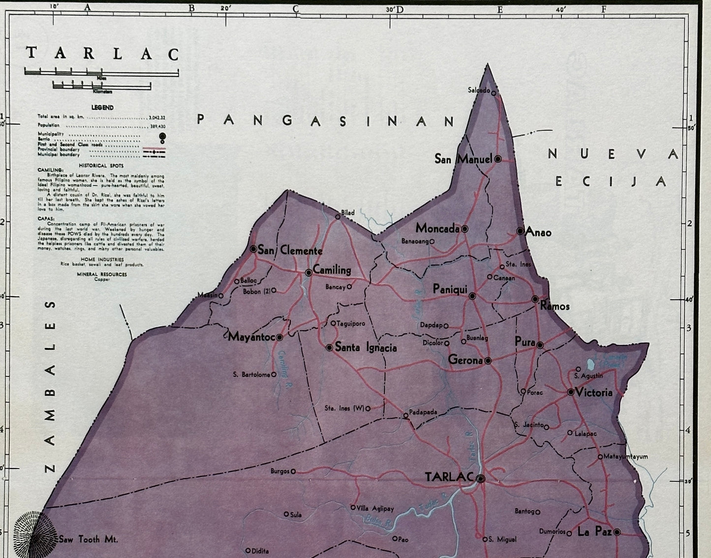 Giclée Print of Vintage Map of Tarlac Province, Philippines - 11 x 14 inches - High-resolution Print