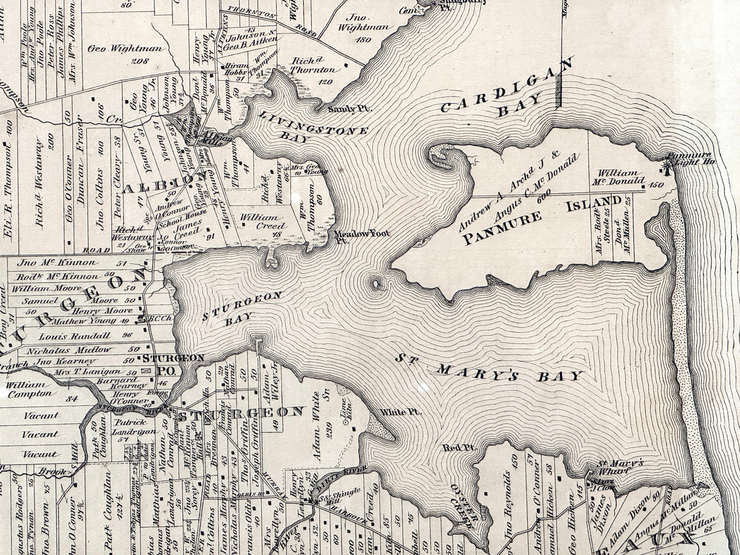 Antique Map of Prince Edward Island - Lots 59 and 61, Kings County - 1880 Large Rare Handcolored Map - Panmure Island - Montague Bridge - Cardigan Bay