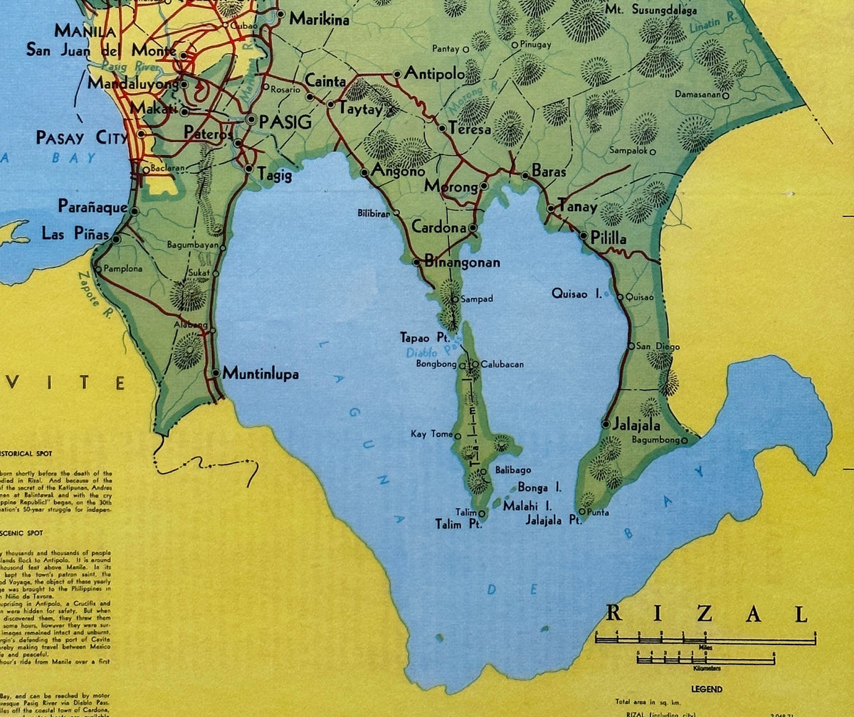 Pagsibol Mo Rong Rizal Maps 1959 Vintage Map of Rizal Province, Philippines - 11 x 14 inch High-re ...