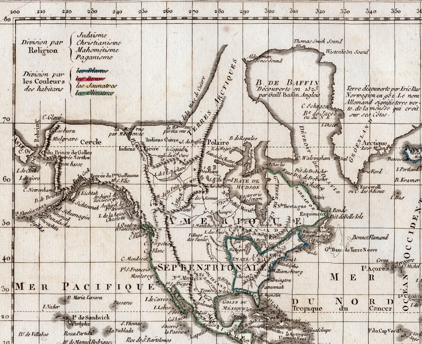 Vintage World Map from 1812 - Old Hand Coloured Vaugondy/Delamarche Map