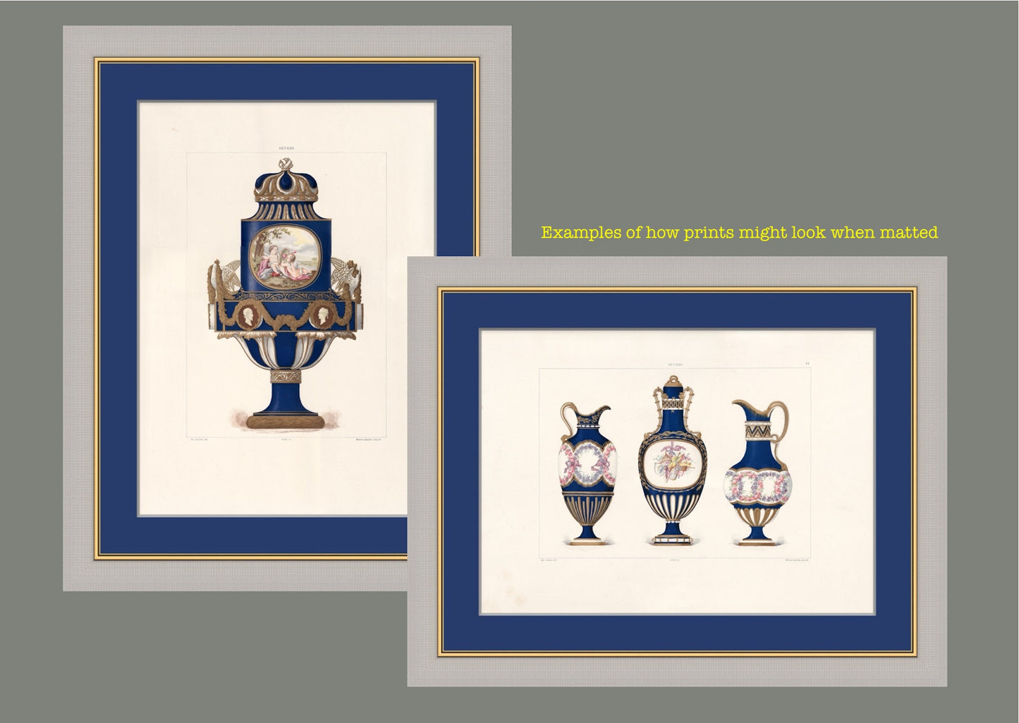 Sevres Porcelain - 1892 Rare Large Antique Print of the Soft Porcelain of Royal Factory of Sévres - Painted by Edouard Garnier - Plate VI