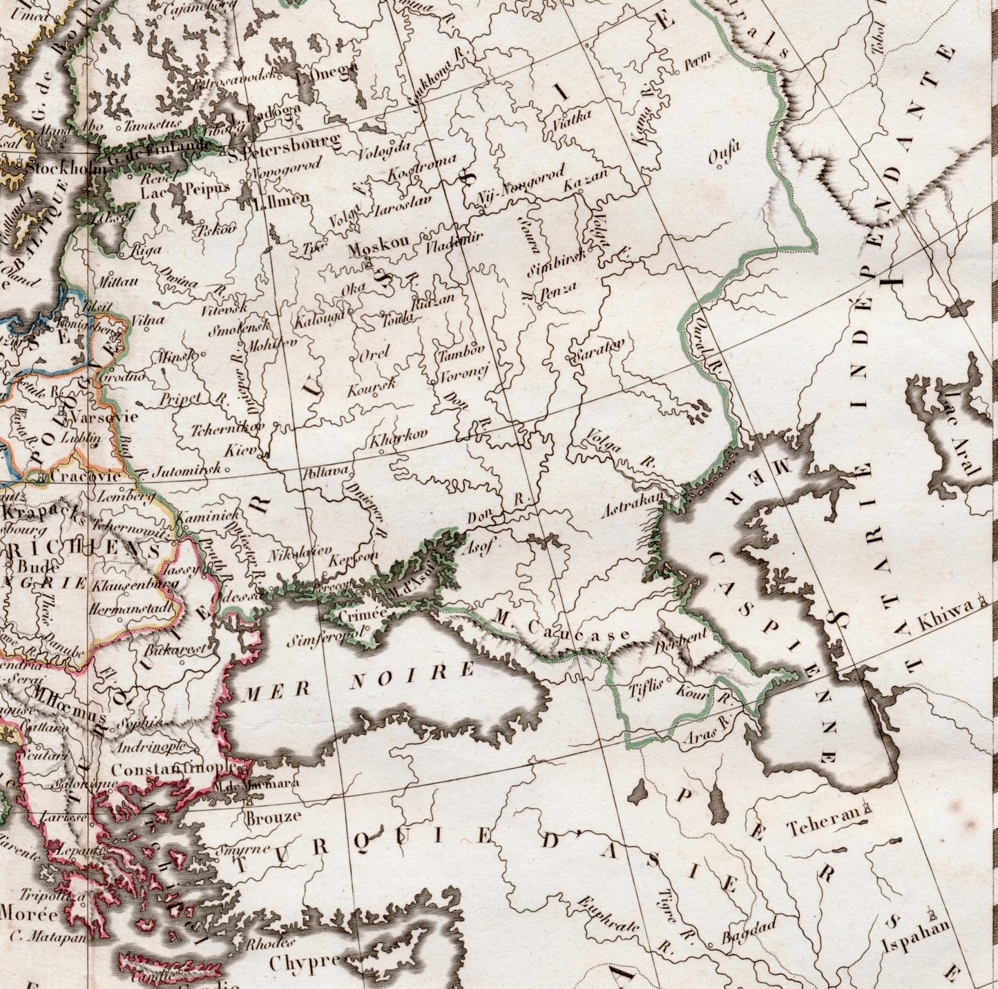 Vintage Map of Europe - 1818 Hand Coloured Vaugondy/Delamarche Map (ET)