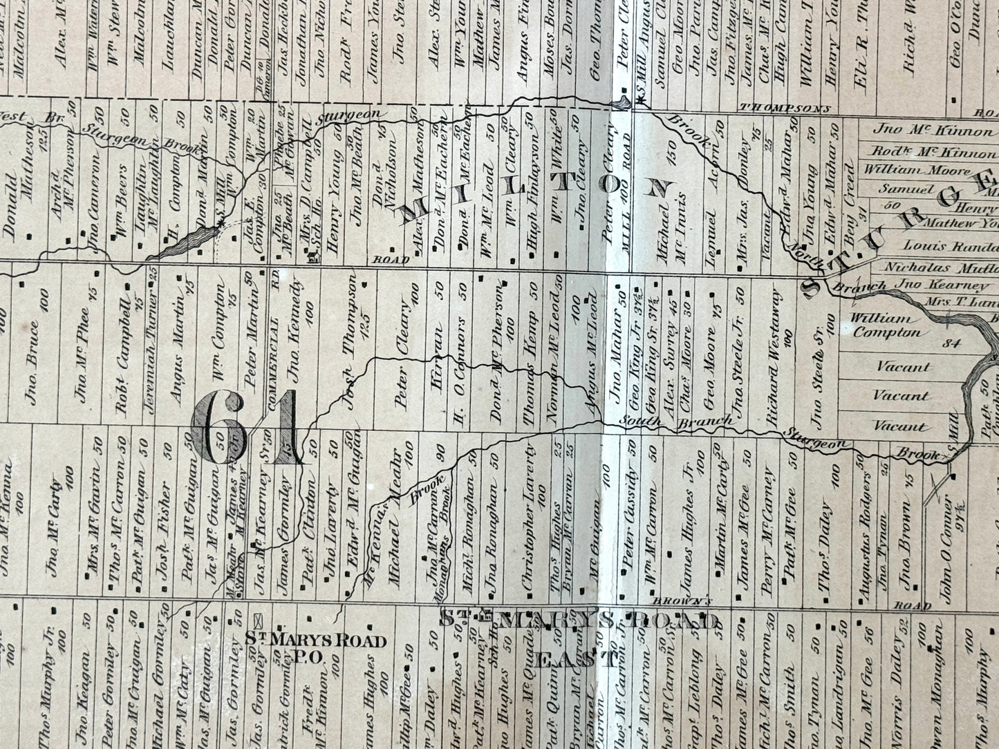 Antique Map of Prince Edward Island - Lots 59 and 61, Kings County - 1880 Large Rare Handcolored Map - Panmure Island - Montague Bridge - Cardigan Bay
