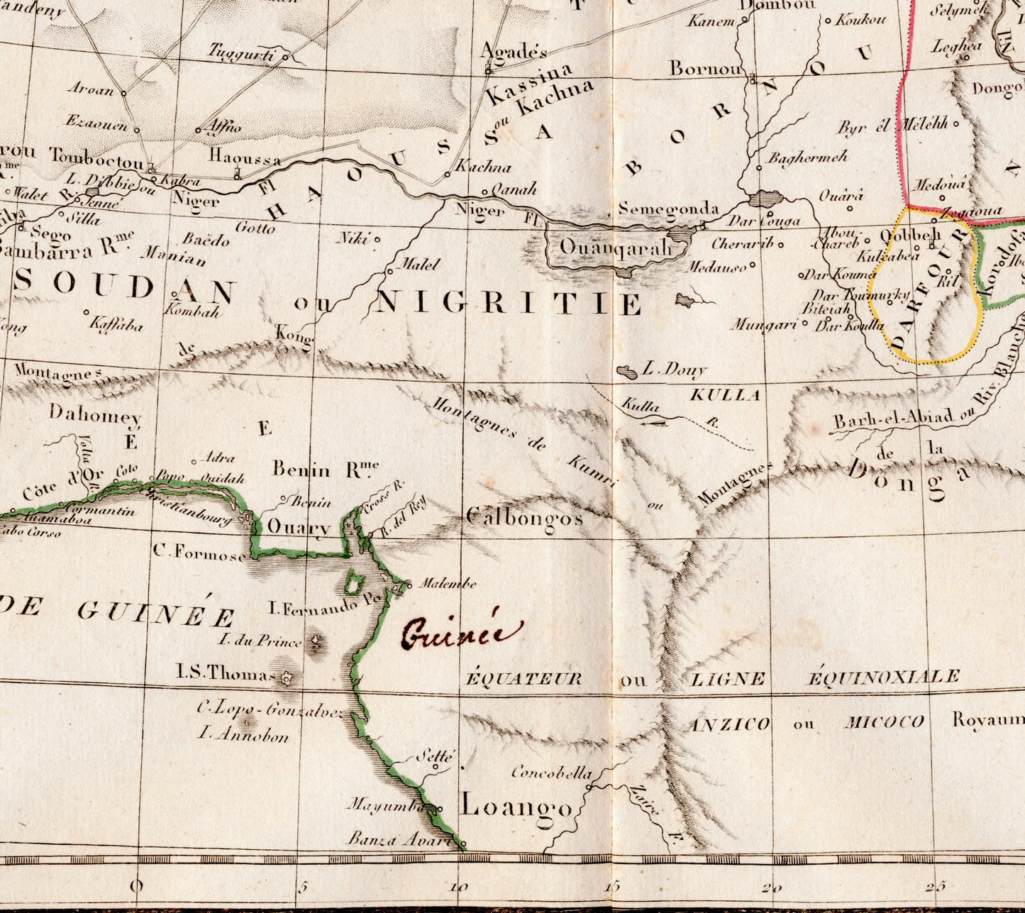 Vintage Map of Northern Africa - Sahara - Horn of Africa - Barbary Coast - Hand Coloured Vaugondy/Delamarche Map - Old Map from 1812