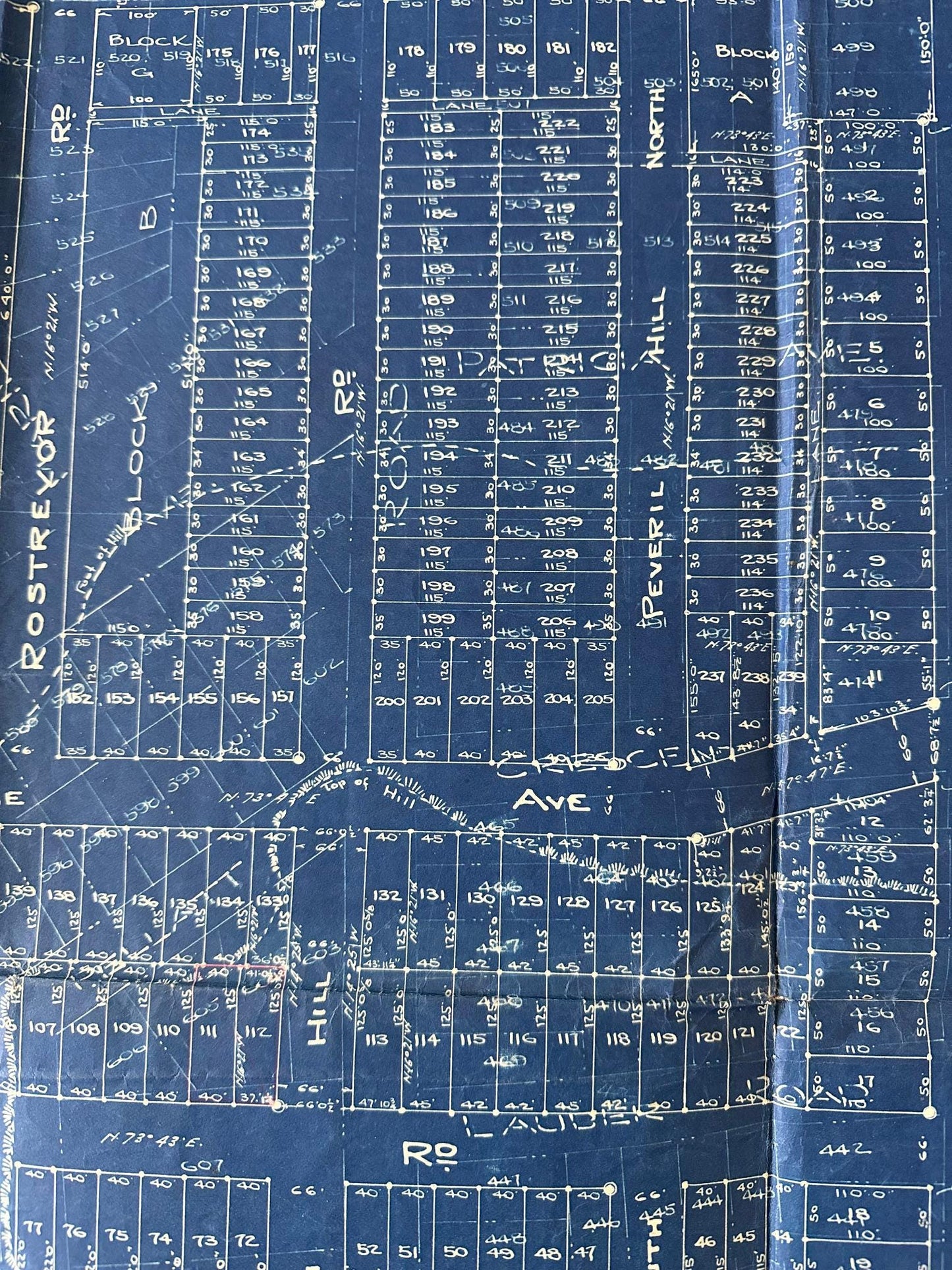 Rare 1929 Blueprint Map / Forest Hill / Town of York / Bathurst Connaught Eglinton / Part 1