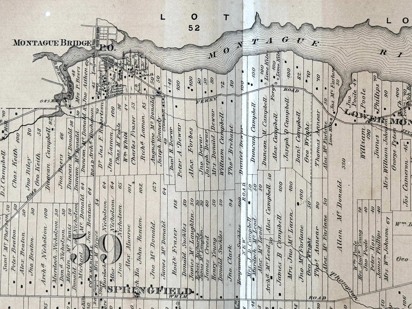 Antique Map of Prince Edward Island - Lots 59 and 61, Kings County - 1880 Large Rare Handcolored Map - Panmure Island - Montague Bridge - Cardigan Bay