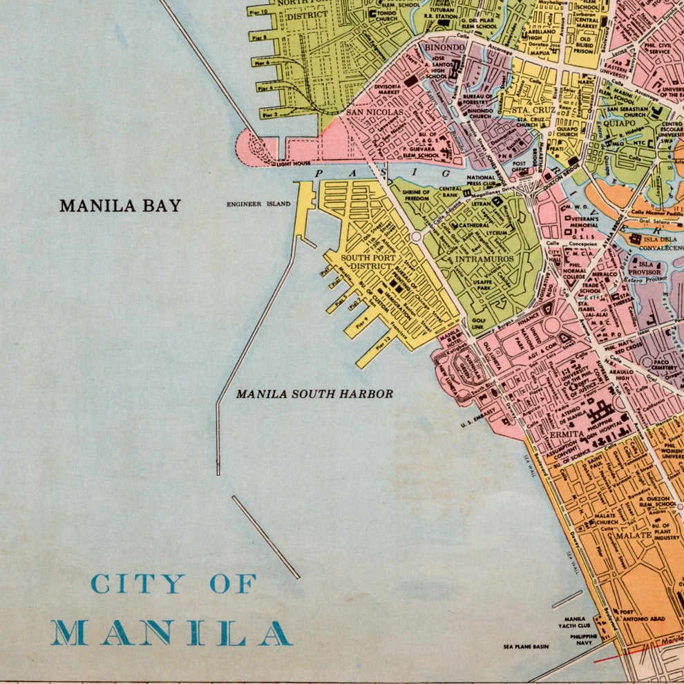 Color Manila Map Large Vintage Map of Manila, Philippines - 1959 VERY RARE MAP ...