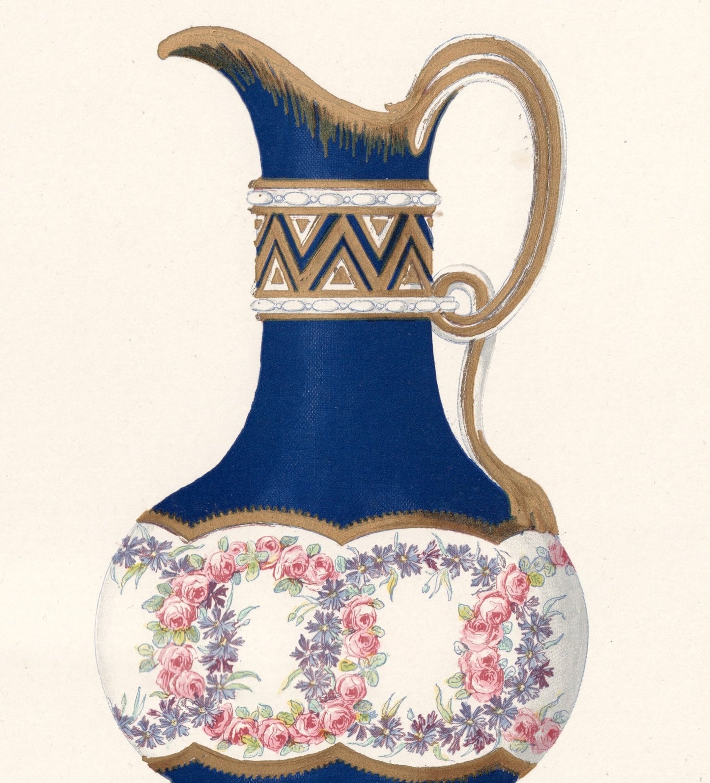 Sevres Porcelain - 1892 Rare Large Antique Print of the Soft Porcelain of Royal Factory of Sévres - Painted by Edouard Garnier - Plate VI