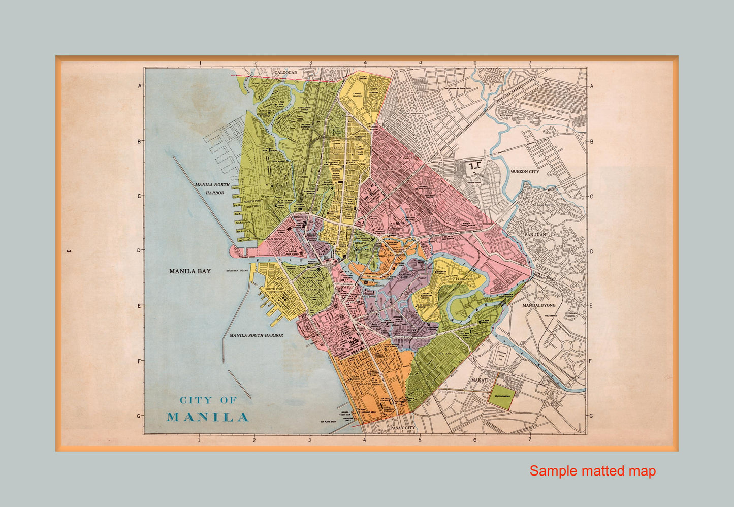 Large Vintage Map of Manila, Philippines - 1959 VERY RARE MAP