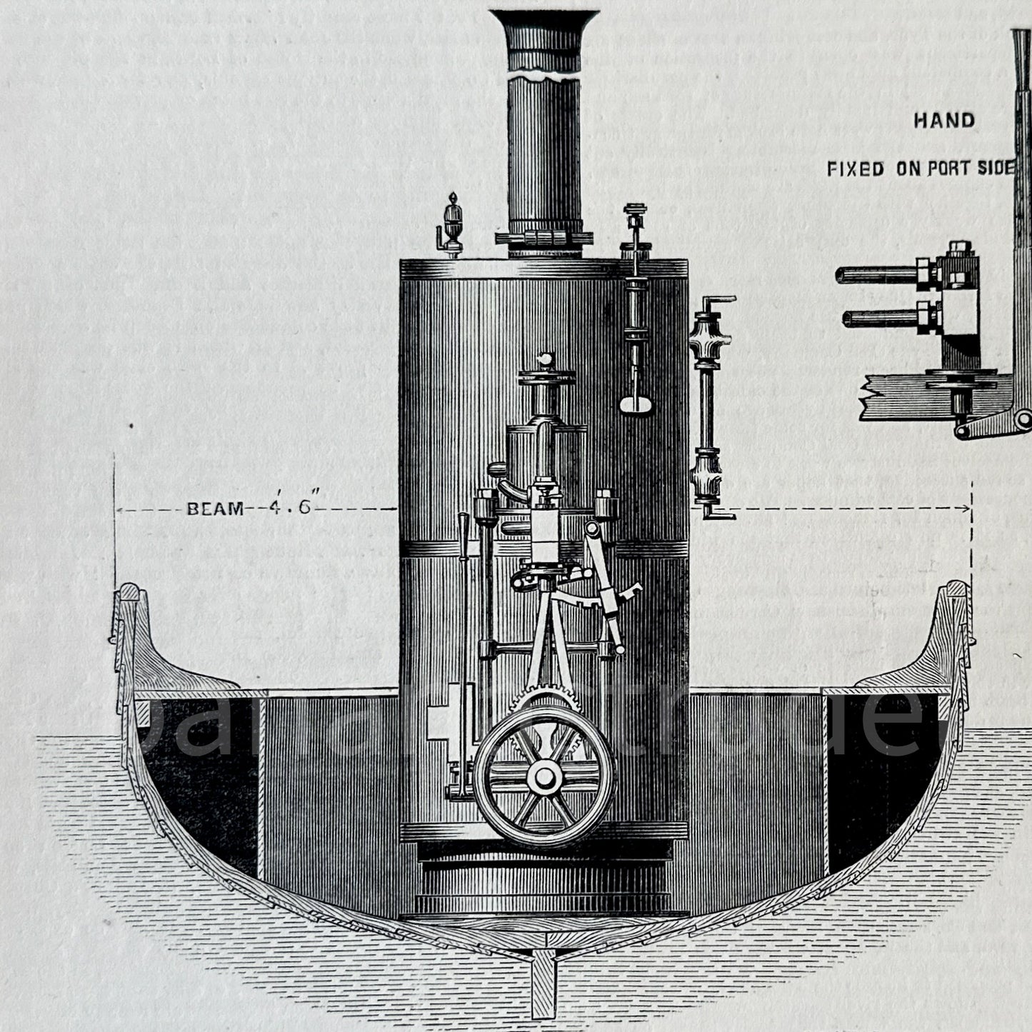 Detailed cutaway schematic of Victorian high-pressure steam boiler firebox and water tubes, authentic 19th-century industrial illustration.