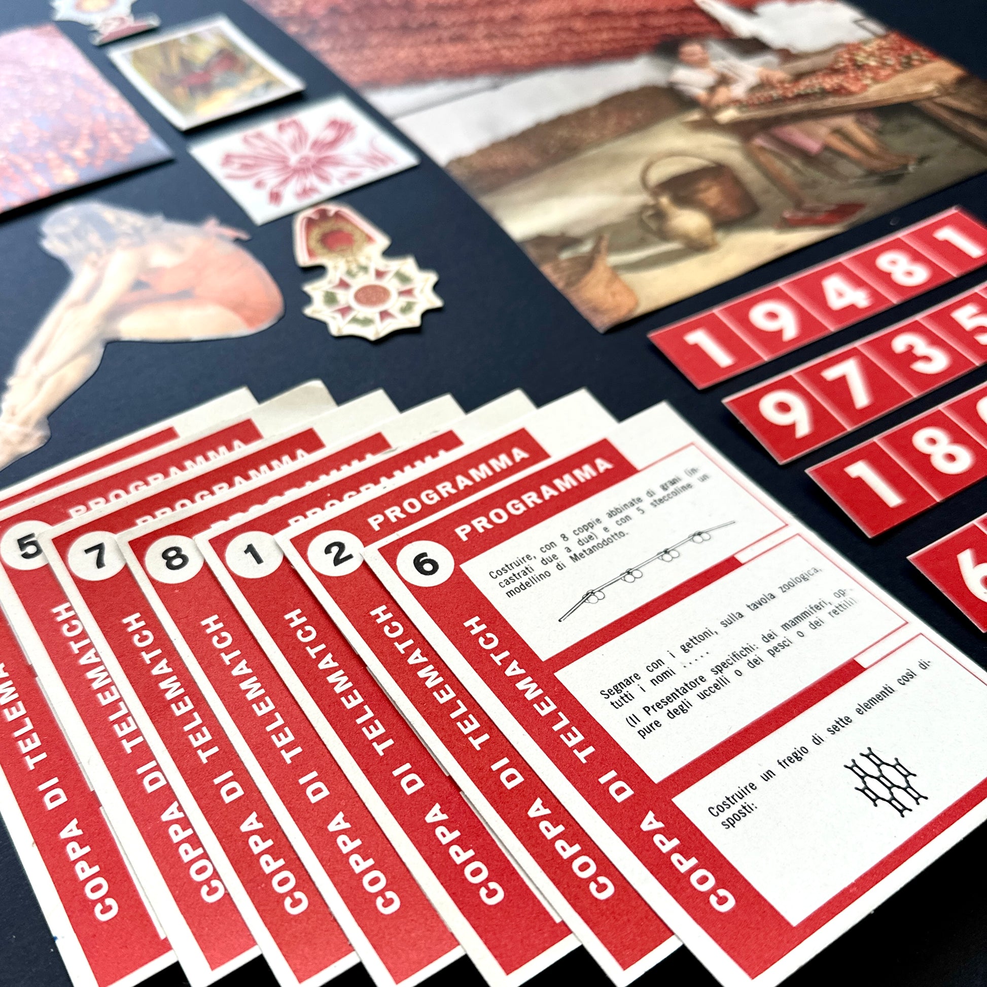 Curated red ephemera pack: Vintage fussy cut images, Coca-Cola, marbled paper,  vintage paper fragments