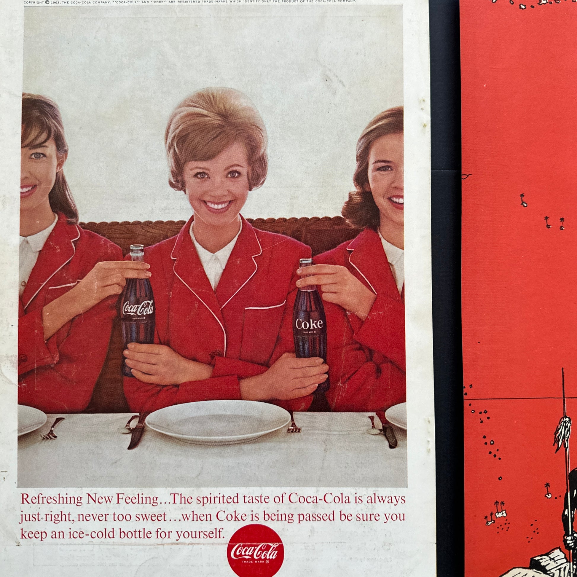 Curated red ephemera pack: Vintage fussy cut images, Coca-Cola, marbled paper,  vintage paper fragments