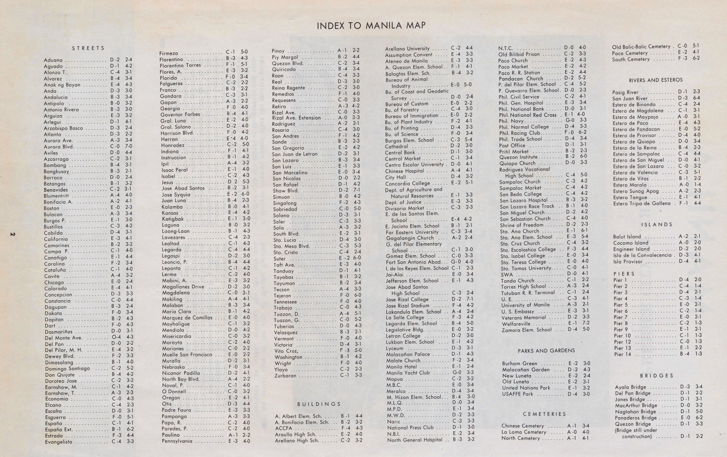 Large Vintage Map of Manila, Philippines - 1959 VERY RARE MAP