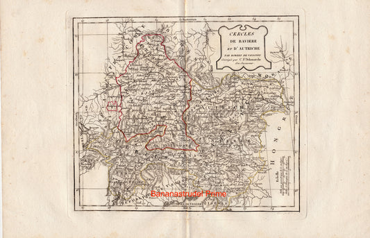 Vintage Map of Austria and Bavaria - Hand Coloured Vaugondy/Delamarche Map - Old Map from 1812