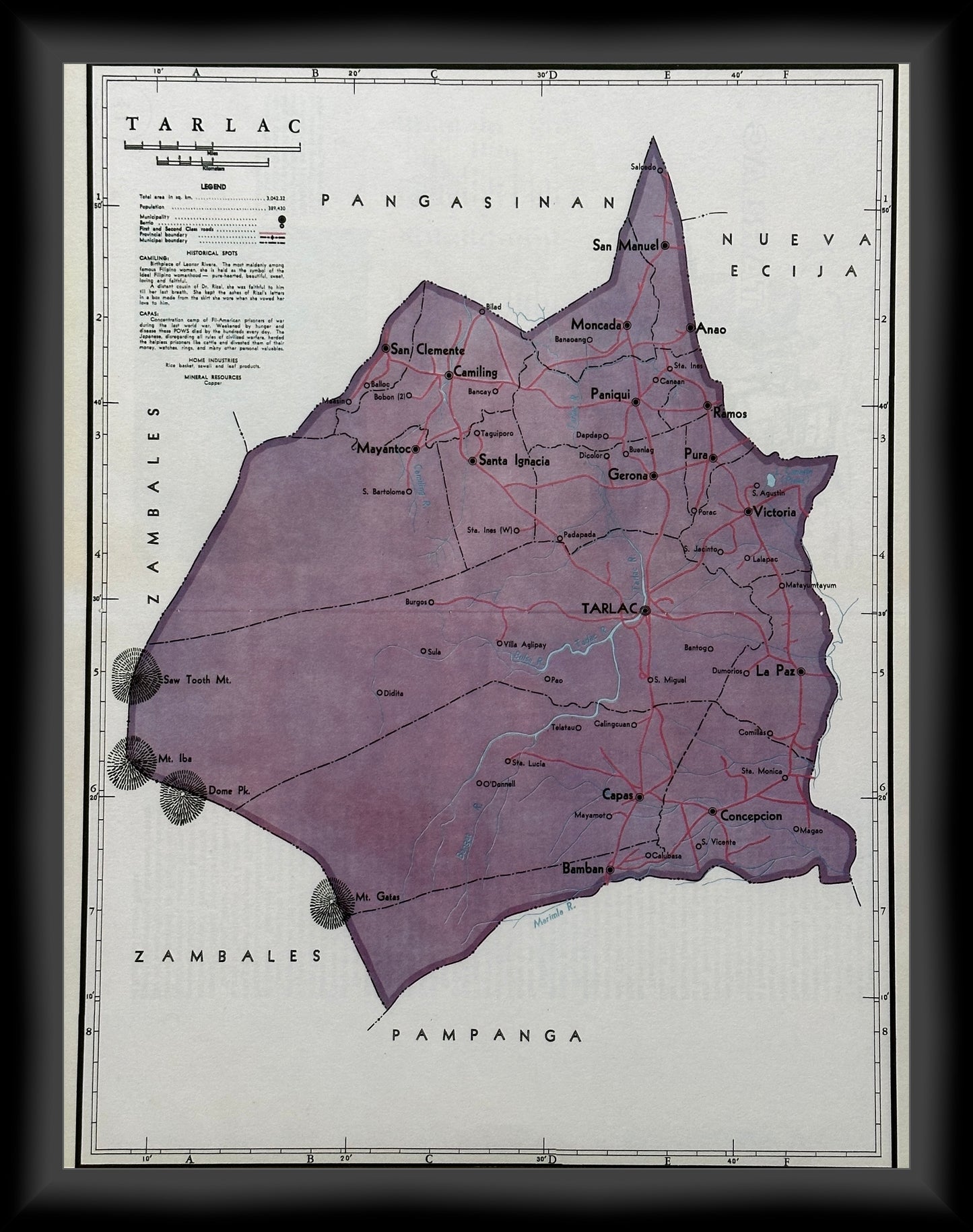 Giclée Print of Vintage Map of Tarlac Province, Philippines - 11 x 14 inches - High-resolution Print