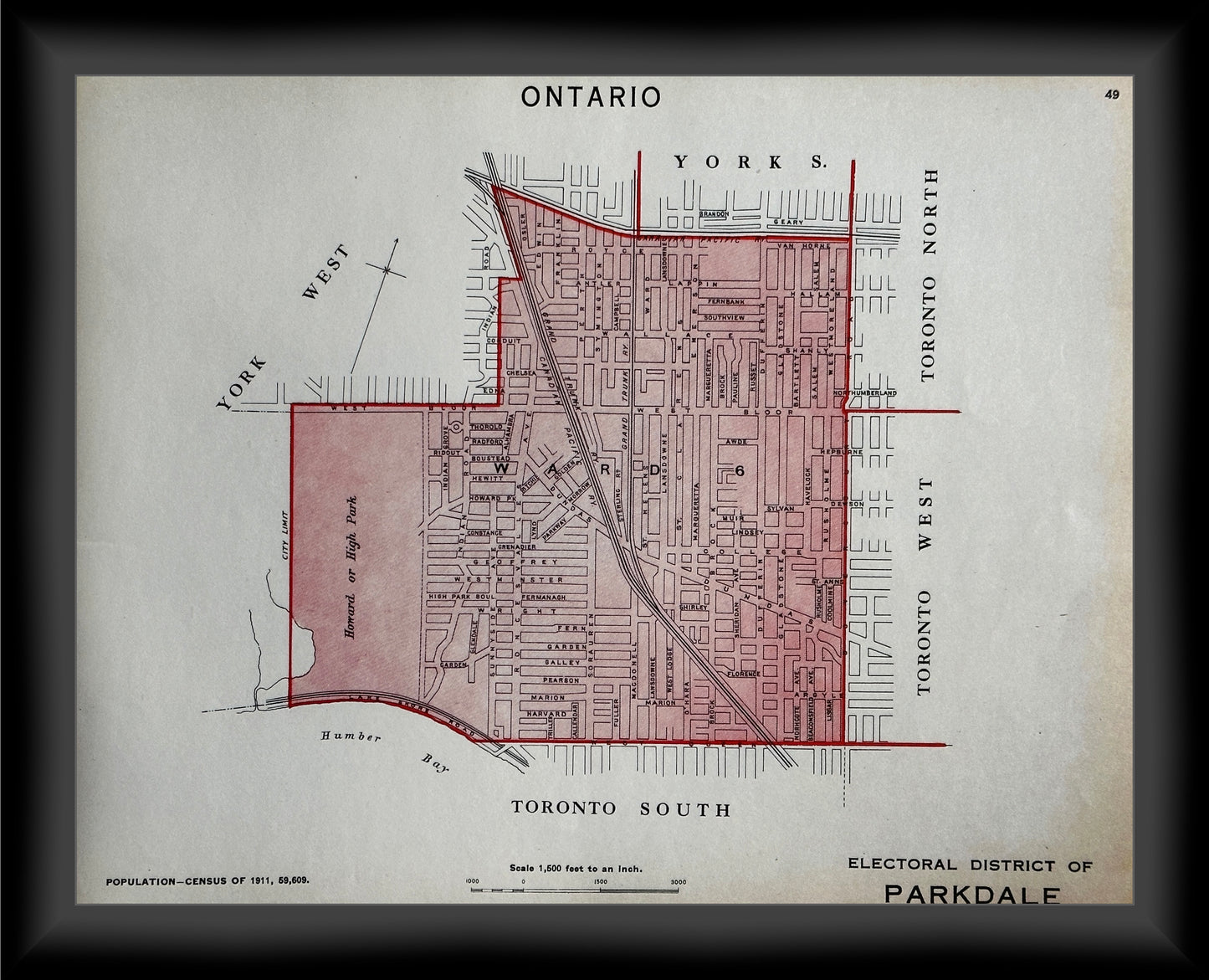 1915 Vintage Map of Parkdale, Toronto, Ontario - 11 x 14 inch High-resolution Reproduction - Giclée