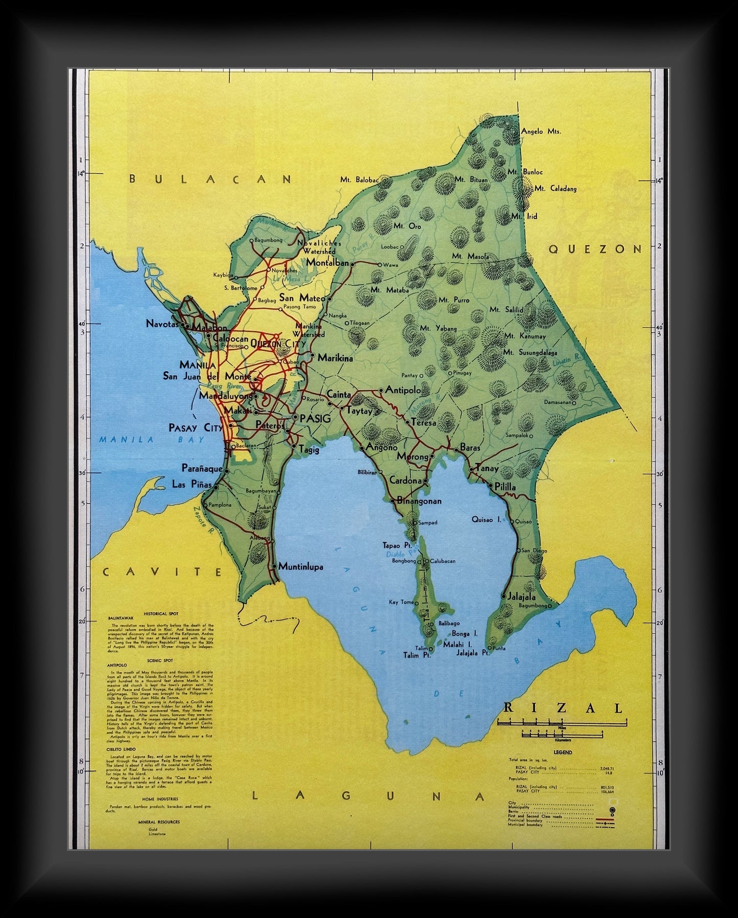 Creative Map Rizal 1959 Vintage Map of Rizal Province, Philippines - 11 x 14 inch High-re ...