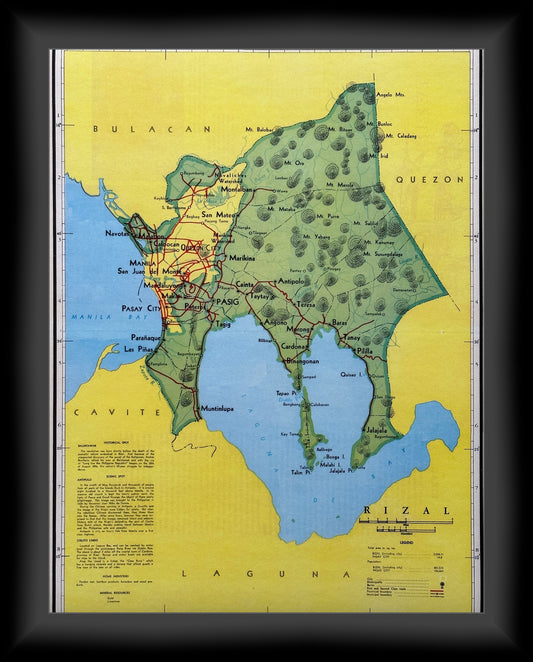 1959 Vintage Map of Rizal Province, Philippines - 11 x 14 inch High-resolution Reproduction - Fine-art Giclée Print