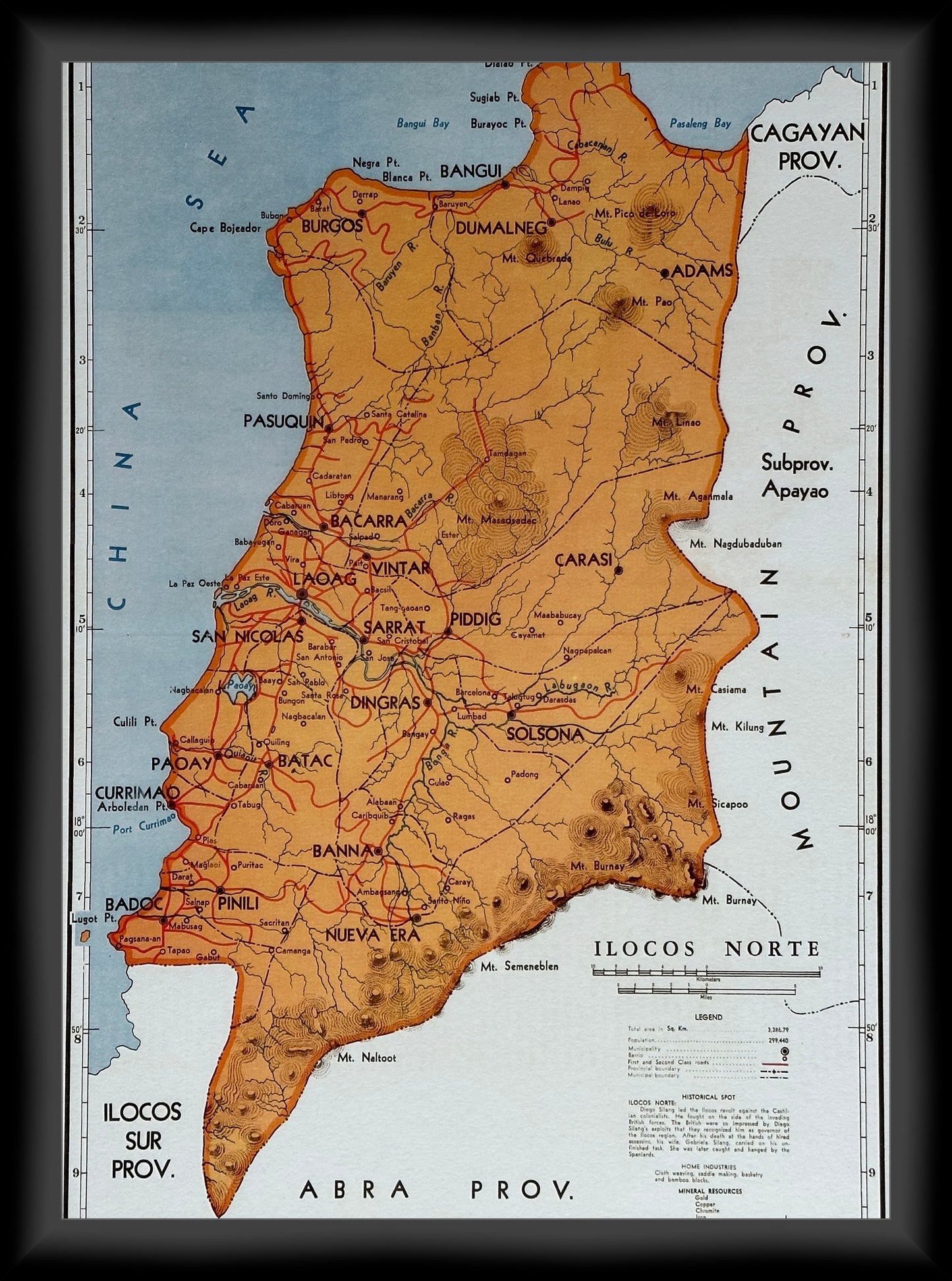 1959 Vintage Map of Ilocos Norte Province, Philippines - 11 x 14 inch High-resolution Reproduction - Fine-art Giclée Print