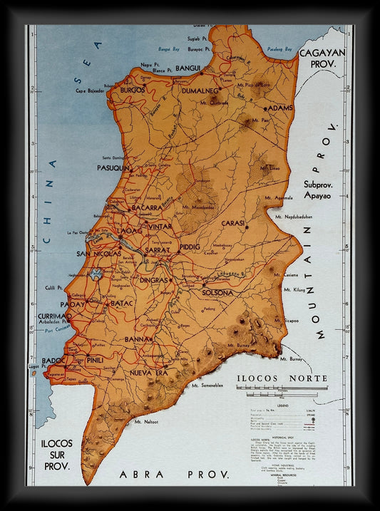 1959 Vintage Map of Ilocos Norte Province, Philippines - 11 x 14 inch High-resolution Reproduction - Fine-art Giclée Print