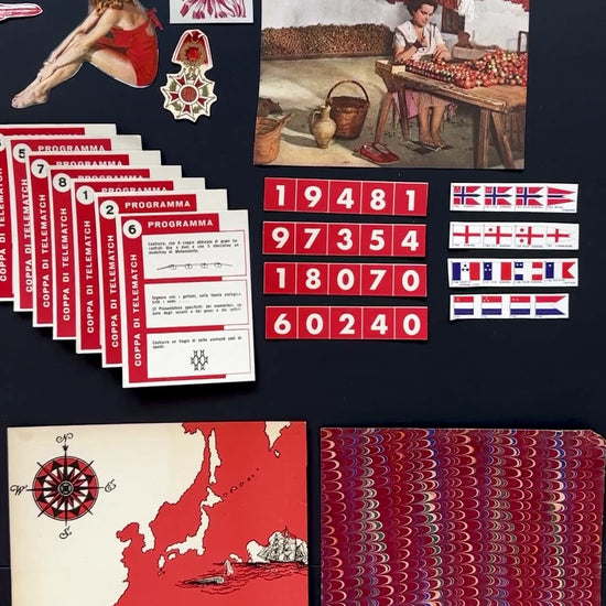 Curated red ephemera pack: Vintage fussy cut images, Coca-Cola, marbled paper,  vintage paper fragments