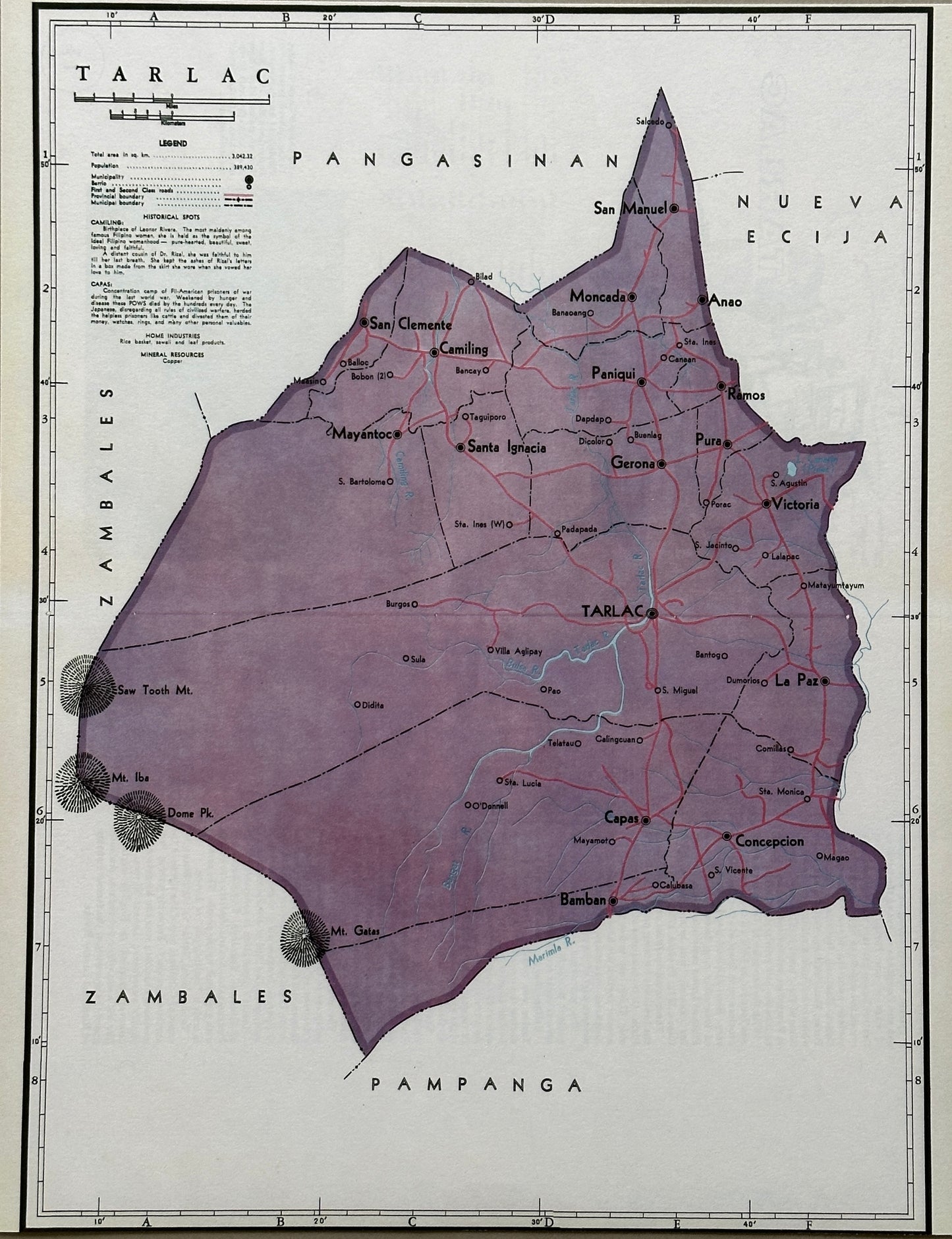 Giclée Print of Vintage Map of Tarlac Province, Philippines - 11 x 14 inches - High-resolution Print