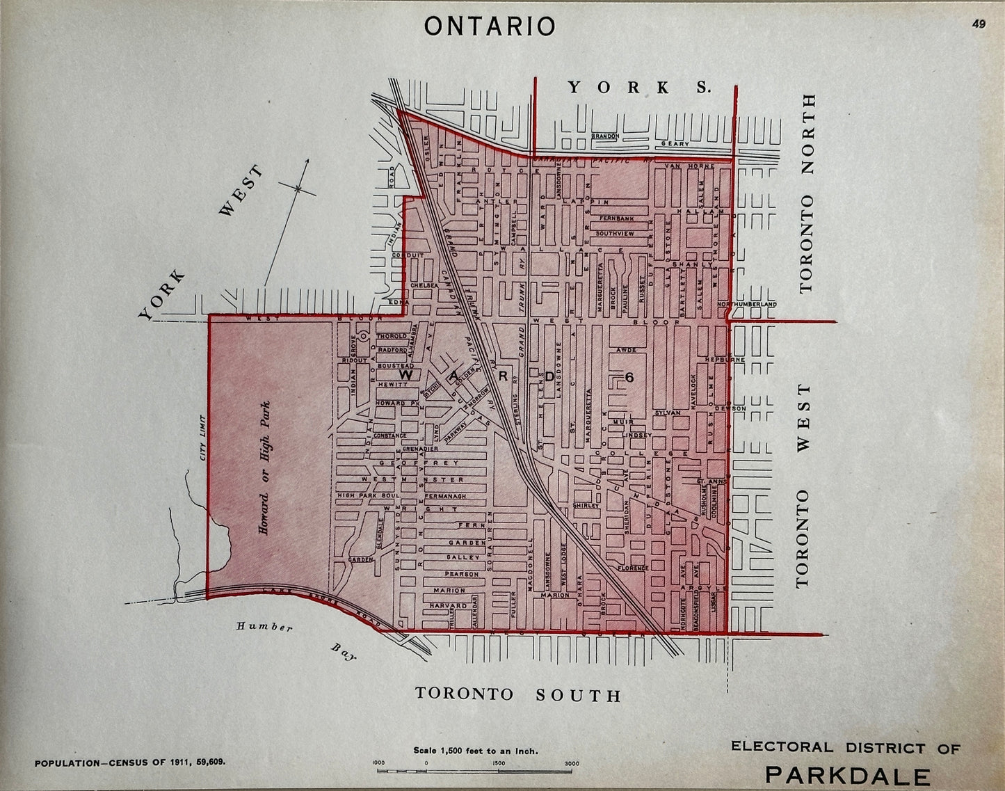 1915 Vintage Map of Parkdale, Toronto, Ontario - 11 x 14 inch High-resolution Reproduction - Giclée