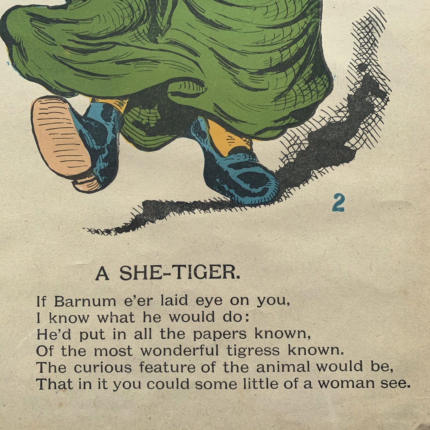 Very Rare Large Antique Penny Dreadful / Vinegar Valentine / 1850s - 1890s Insult - She Tiger - Tigress - Ugly Woman