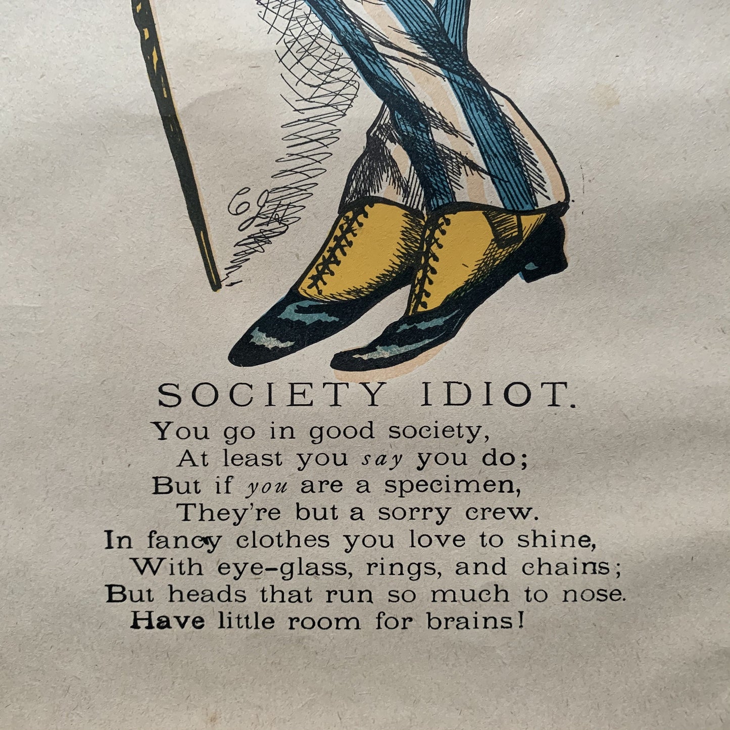 Very Rare Large Antique Penny Dreadful / Vinegar Valentine / 1850s - 1890s - Society Idiot