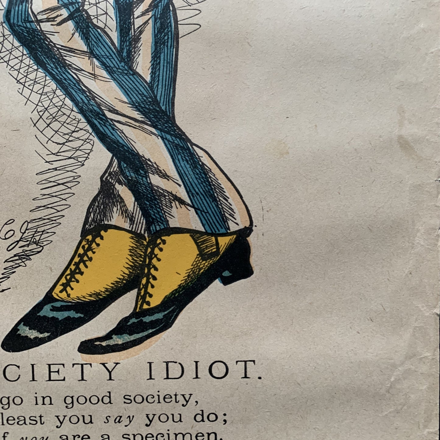 Very Rare Large Antique Penny Dreadful / Vinegar Valentine / 1850s - 1890s - Society Idiot