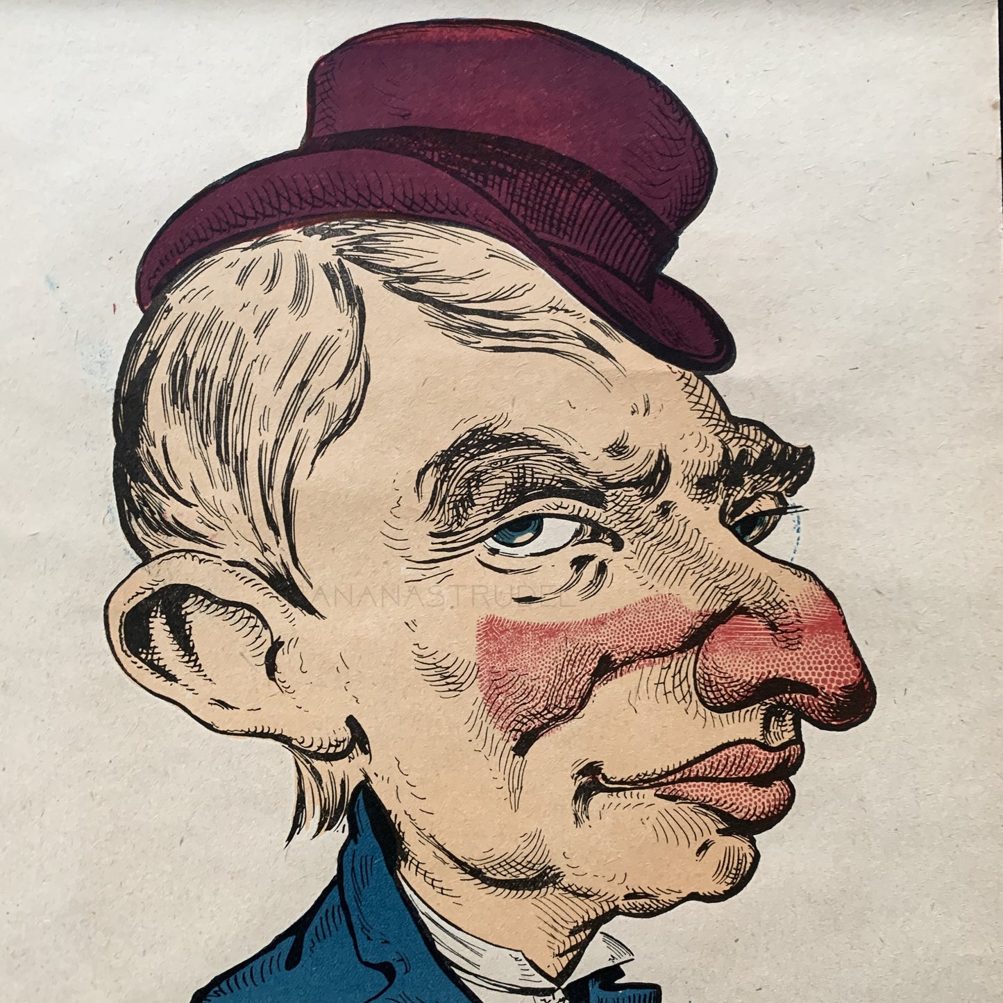 Very Rare Large Antique Penny Dreadful / Vinegar Valentine / 1850s - 1890s - Caricature - Drawing - Loafer / Bad Pay / Free Lunch
