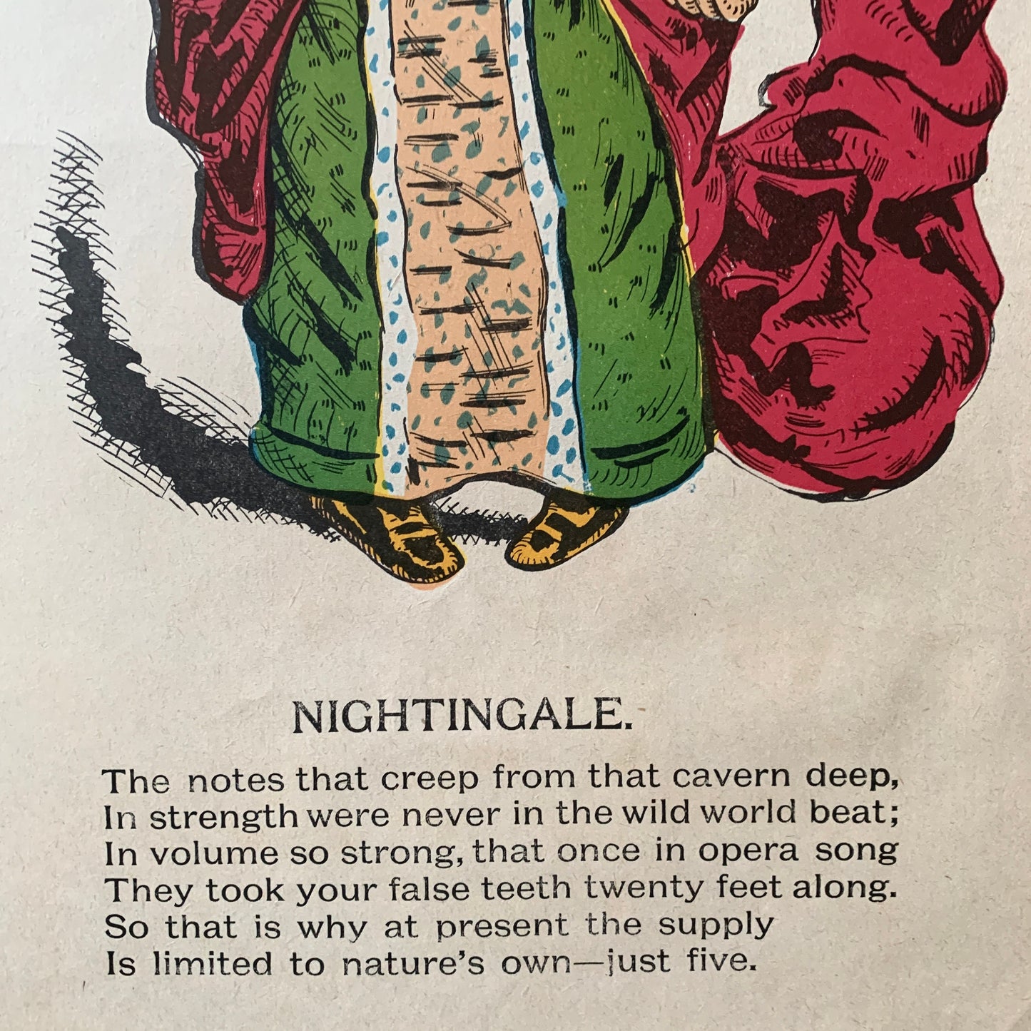 Very Rare Large Antique Penny Dreadful / Vinegar Valentine / 1850s - 1890s Insult - Nightingale - Toothless - Ugly Woman