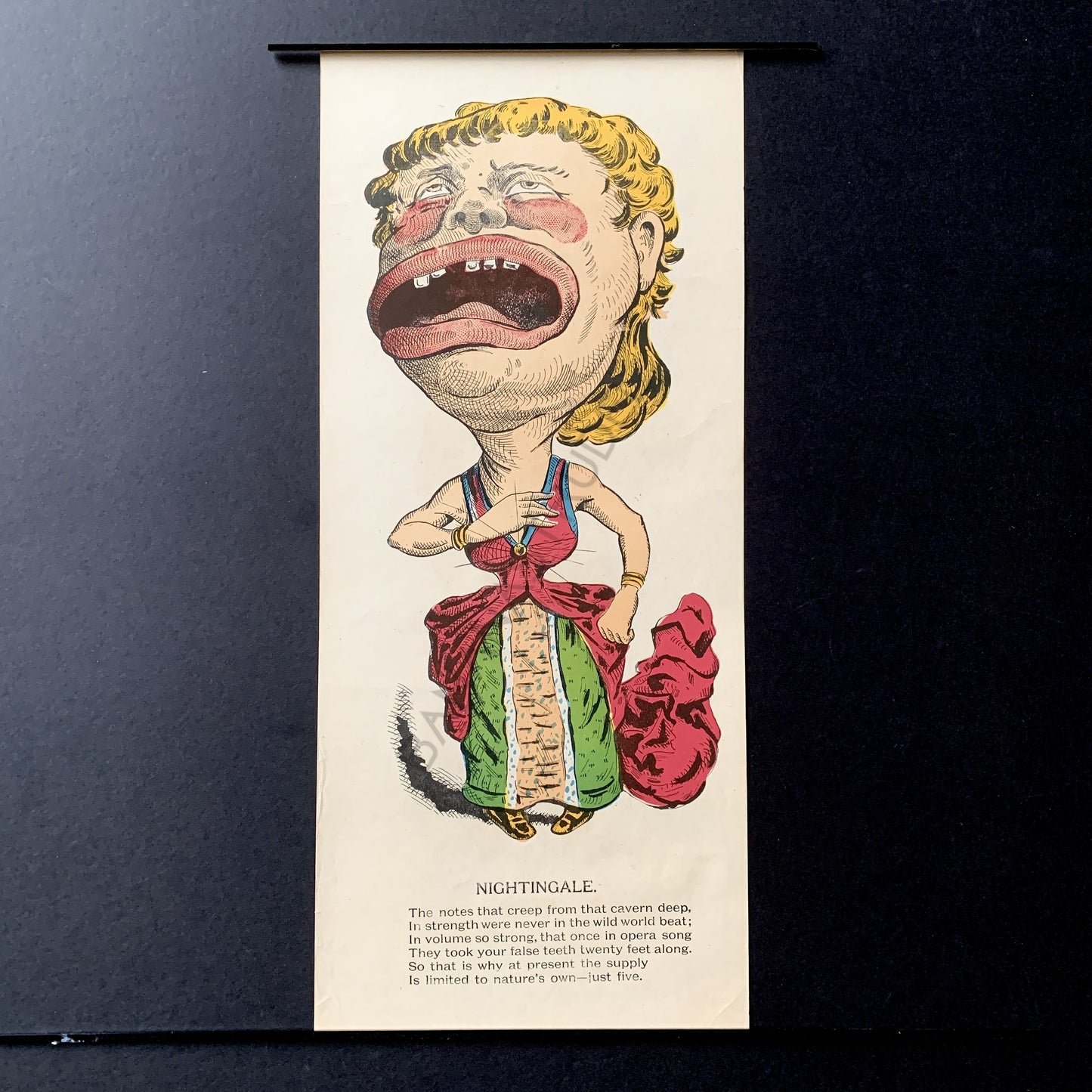 Very Rare Large Antique Penny Dreadful / Vinegar Valentine / 1850s - 1890s Insult - Nightingale - Toothless - Ugly Woman