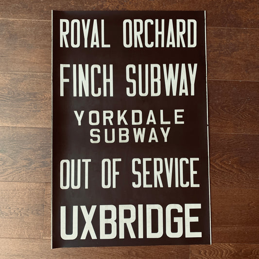 1987 Vintage Wall Size Toronto Go Transit Bus Roll / Scroll / Memorabilia - Royal Orchard - Finch Subway - Yorkdale Subway - Uxbridge