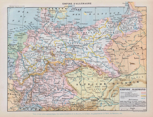 1898-1904 Antique Map of the German Empire - With Print on the German Military on Reverse