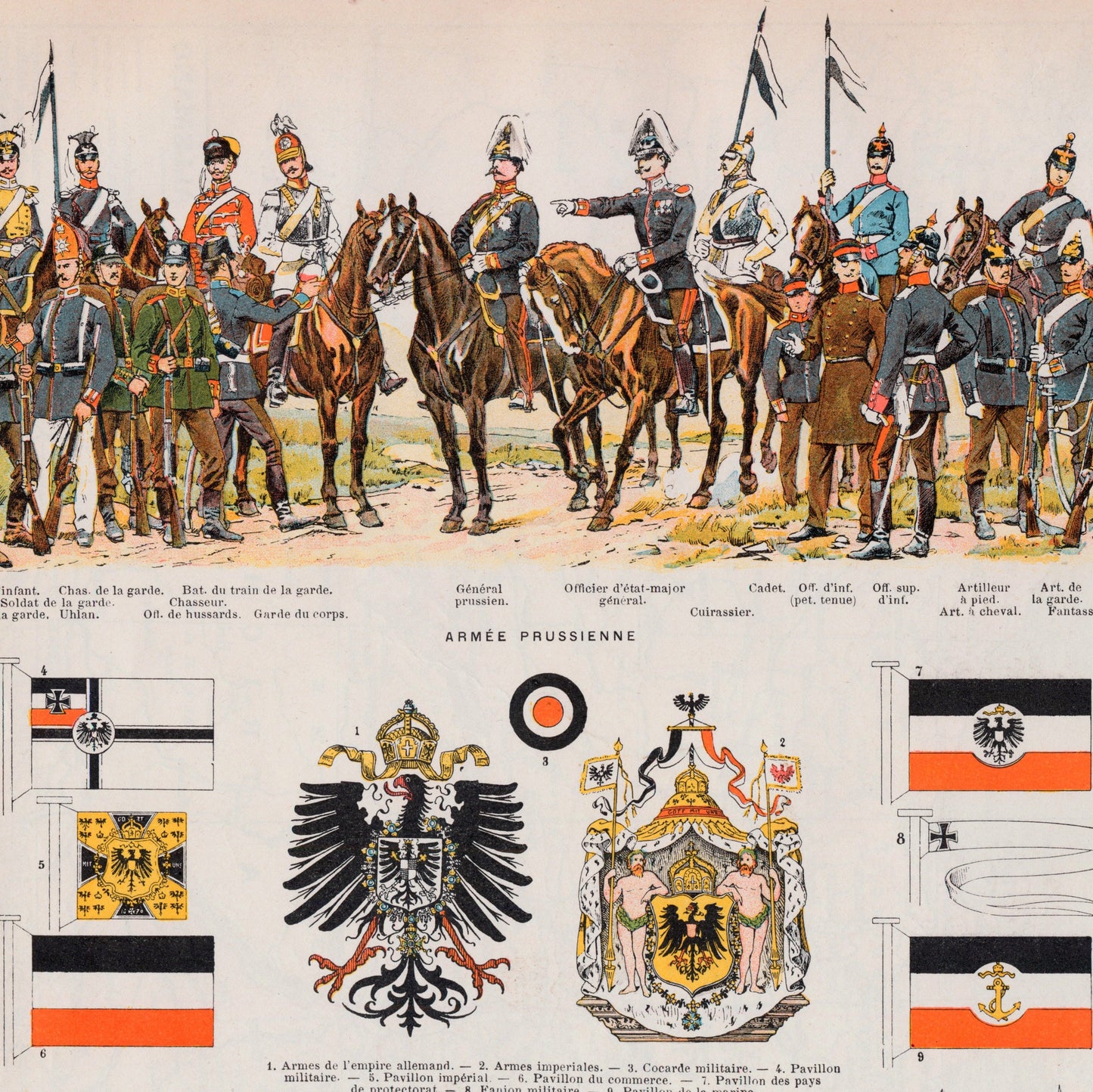 1898-1904 Antique Map of the German Empire - With Print on the German Military on Reverse