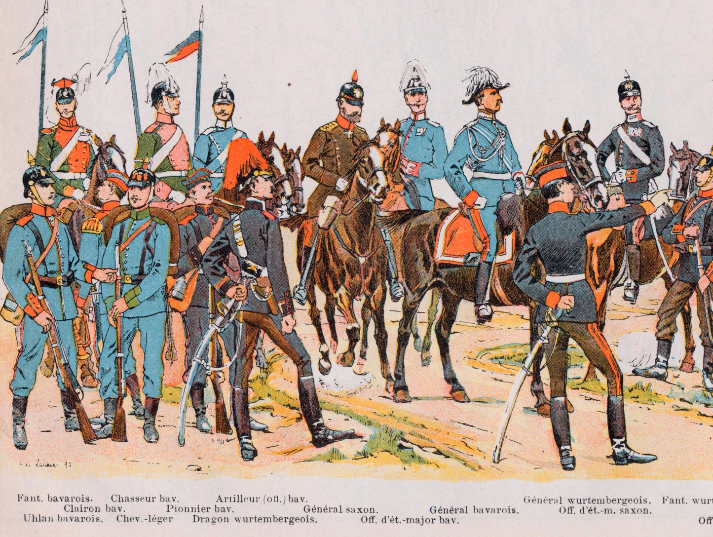 1898-1904 Antique Map of the German Empire - With Print on the German Military on Reverse